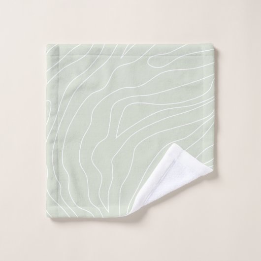 Minimale Abstracte lijnen Sage Green Bad Handdoek (Wasdoekje)