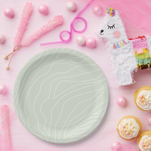 Minimale Abstracte lijnen Sage Green Papieren Bordje (Feest)