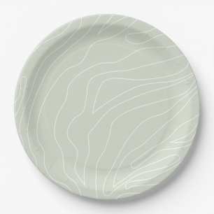 Minimale Abstracte lijnen Sage Green Papieren Bordje