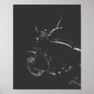 Minimale abstracte motorfietslijnkunst poster