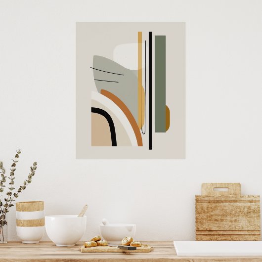 Minimale Abstracte muurkunst uit de middelbare eeu Poster (Keuken)