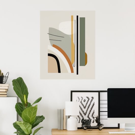 Minimale Abstracte muurkunst uit de middelbare eeu Poster (Thuiskantoor)