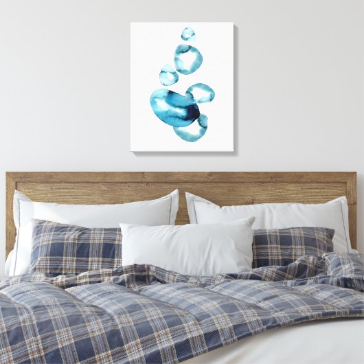 Minimale Abstracte oceaanblauwgroene waterverf Canvas Afdruk (Insitu (Slaapkamer))