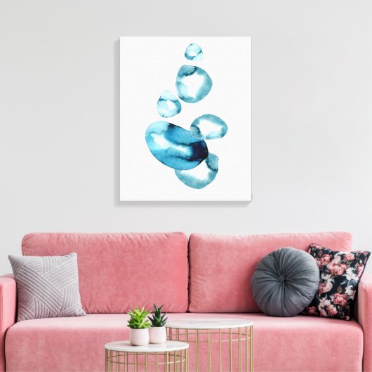 Minimale Abstracte oceaanblauwgroene waterverf Canvas Afdruk (Insitu (Woonkamer))