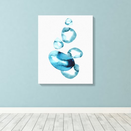 Minimale Abstracte oceaanblauwgroene waterverf Canvas Afdruk (Insitu (Houten vloer))