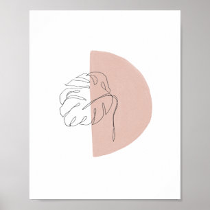 Minimale Abstracte palmlef Blush Pink Art-afdrukke Poster