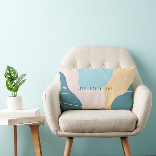 Minimale Abstracte pasta Blauw en Geel Kussen (Stoel)