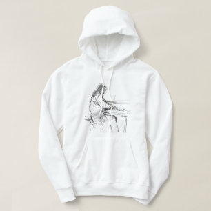 Minimale Abstracte Pianist die Piano Speelt – Eleg Hoodie
