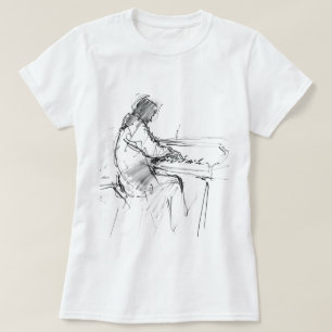 Minimale Abstracte Pianist die Piano Speelt – Eleg T-shirt