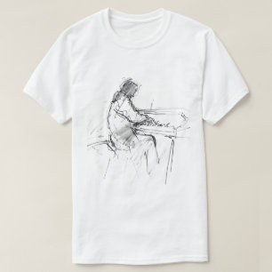 Minimale Abstracte Pianist die Piano Speelt – Eleg T-shirt
