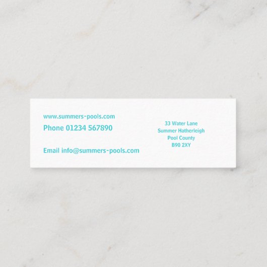 Minimale Abstracte poolrimpels Mini Visitekaartje (Achterkant)