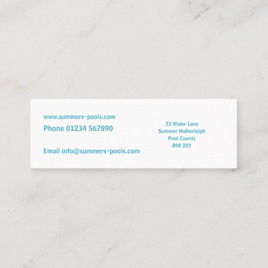 Minimale Abstracte poolrimpels Mini Visitekaartje (Achterkant)