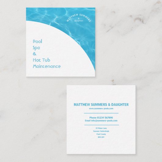 Minimale Abstracte poolrimpels Vierkante Visitekaartje (Voorkant / Achterkant)