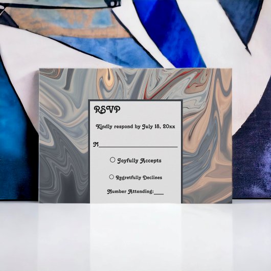 Minimale Abstracte raceweddenschap met zwarte grij RSVP Kaartje