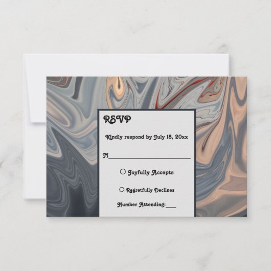 Minimale Abstracte raceweddenschap met zwarte grij RSVP Kaartje (Voorkant)
