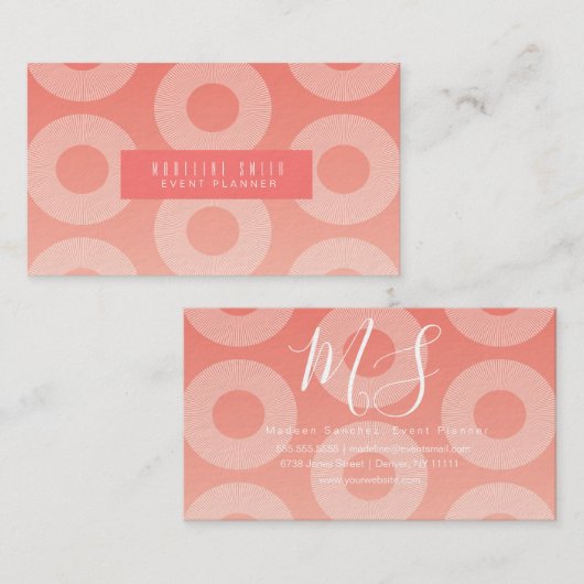 Minimale Abstracte rondcirkelvormige koraalringen Visitekaartje (Voorkant / Achterkant)