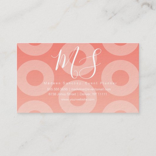 Minimale Abstracte rondcirkelvormige koraalringen Visitekaartje (Achterkant)