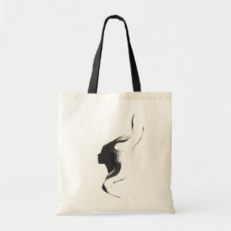Minimale Abstracte vrouw Gezicht met Line Art Hair Tote Bag
