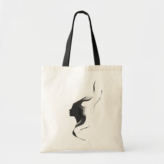 Minimale Abstracte vrouw Gezicht met Line Art Hair Tote Bag (Voorkant)