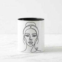 Minimale Abstracte Vrouw Gezichtslijn Kunstmok Mok