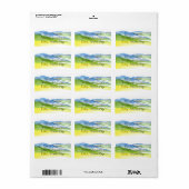 Minimale Abstracte Waterverf heuvels 2 Etiket (Full Sheet)