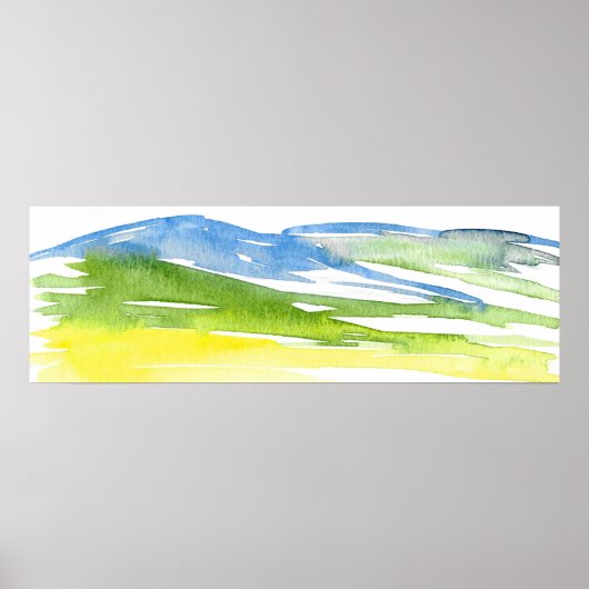 Minimale Abstracte Waterverf heuvels 2 Poster (Voorkant)