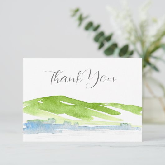 Minimale Abstracte Waterverf heuvels 3 Bedankkaart (Staand voorkant)