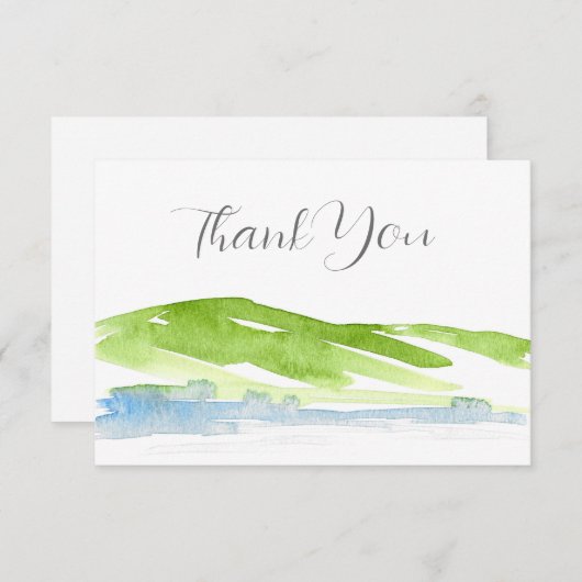 Minimale Abstracte Waterverf heuvels 3 Bedankkaart (Voorkant / Achterkant)