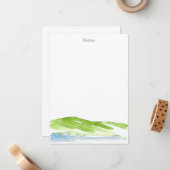 Minimale Abstracte Waterverf heuvels 3 Notitiekaartje (Voorkant / Achterkant in situ)