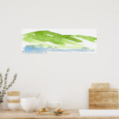 Minimale Abstracte Waterverf heuvels 3 Poster (Keuken)