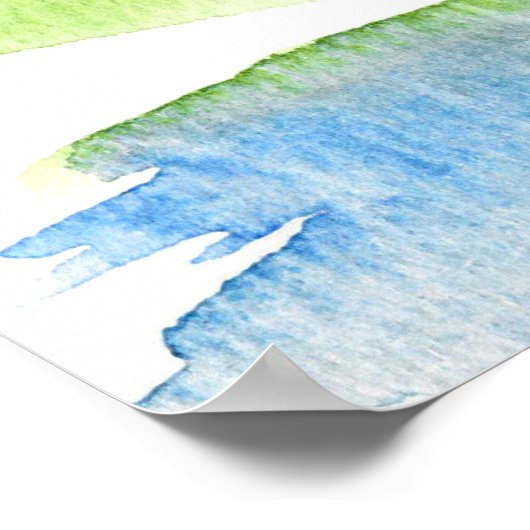 Minimale Abstracte Waterverf heuvels 3 Poster (Hoek)