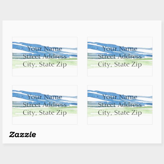 Minimale Abstracte Waterverf Hills 4 labels (Vel)