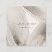 Minimale abstracte waterverf zwart-wit vierkante visitekaartje (Voorkant)