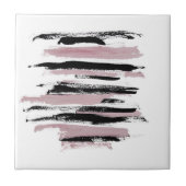 Minimale Abstracte zwart-wit art roze Tegeltje (Voorkant)