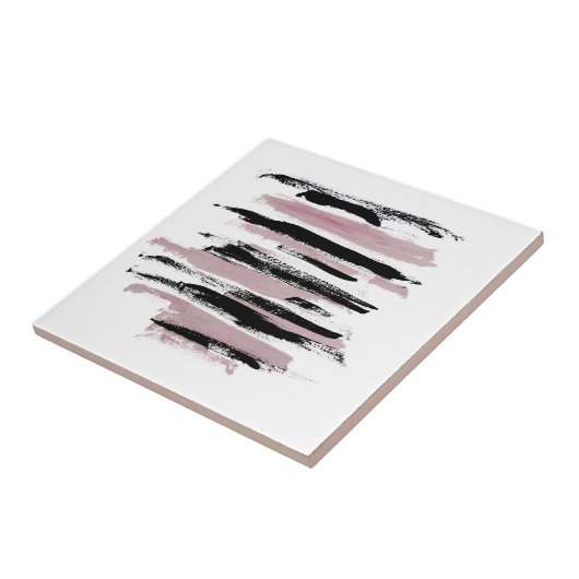 Minimale Abstracte zwart-wit art roze Tegeltje (Zijkant)
