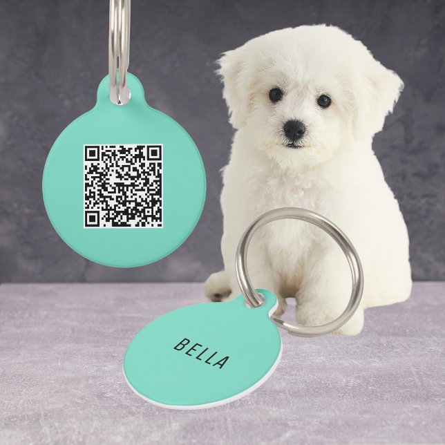 Minimale Accessoires voor persoonlijke QR-code Min Huisdierpenning (Personalized QR Code Mint Dog Accessories Minimal Pet ID Tag
)