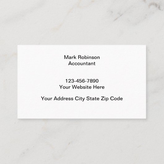 Minimale accountant aan twee zijden visitekaartje (Achterkant)