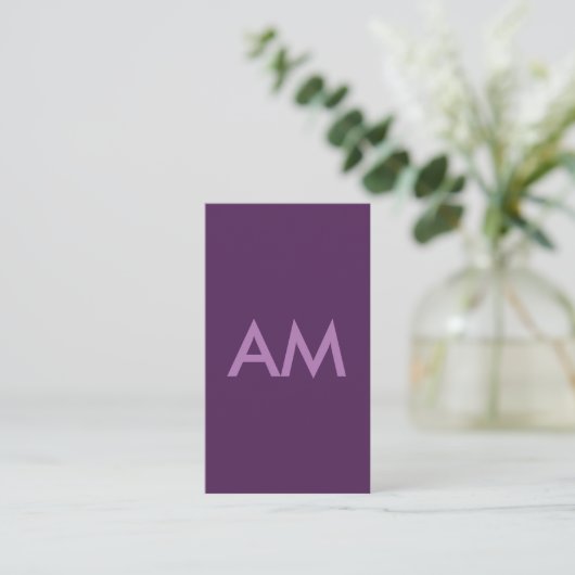 Minimale achtergrond van Monogram Lavender Violet Visitekaartje (Staand voorkant)