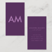 Minimale achtergrond van Monogram Lavender Violet Visitekaartje (Voorkant / Achterkant)