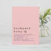 Minimale achtertuin Baby Q BBQ Shower Pink Kaart (Staand voorkant)
