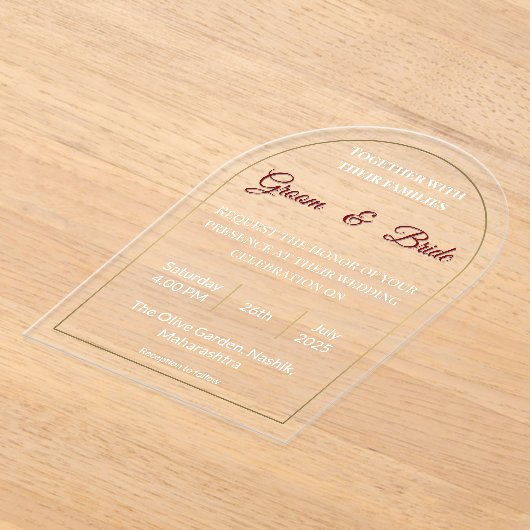 Minimale Acryl bruiloft uitnodiging. Acryl Uitnodigingen (Laagn)