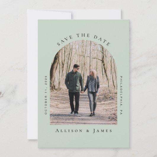 Minimale advertentiesgroen save the date (Voorkant)