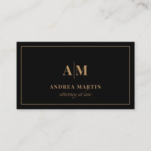 Minimale Advocaat Moderne Gouden Monogram Visitekaartje (Voorkant)