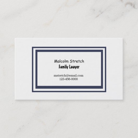 Minimale Advocaat voor de familie Blauwe Zeegrens Visitekaartje (Voorkant)