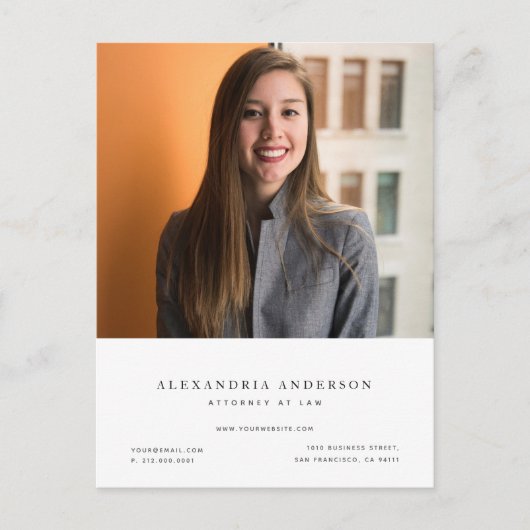 Minimale Advocate Professional Foto Business Post Briefkaart (Voorkant)