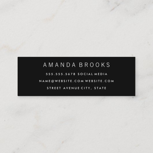 Minimale afbeelding met afbeelding met geel, zwart mini visitekaartje (Achterkant)