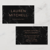 Minimale afbeelding | Zwarte marmer Visitekaartje (Voorkant / Achterkant)