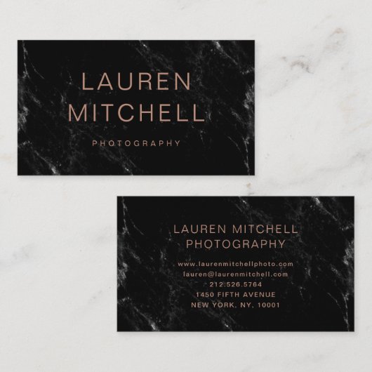 Minimale afbeelding | Zwarte marmer Visitekaartje (Voorkant / Achterkant)
