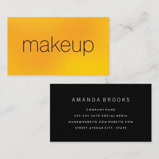 Minimale afbeeldingstekst met gele achtergrond visitekaartje (Voorkant / Achterkant)