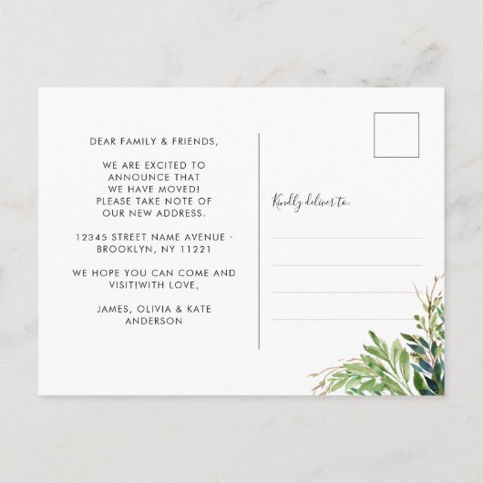 Minimale afbraak We hebben nieuwe thuisbeweging ge Aankondigingskaart (Achterkant)